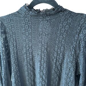 Suzy Shier Black Lace High Neck Top